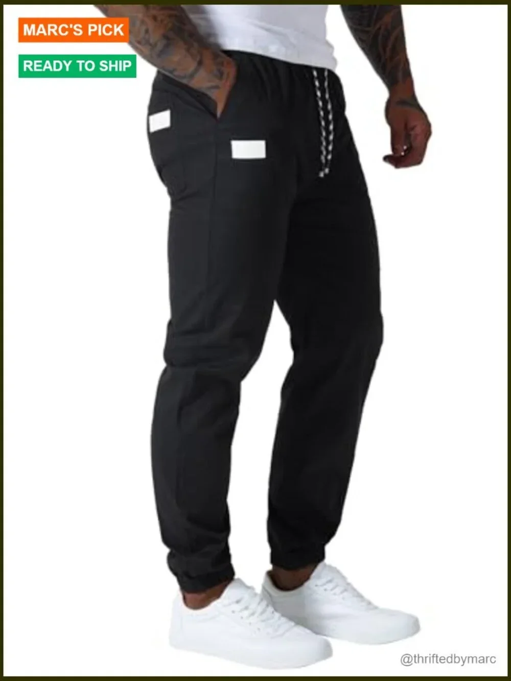 Men's Cargo Joggers Cotton Sweatpants Drawstring Elastic Waist Multi-Pocket